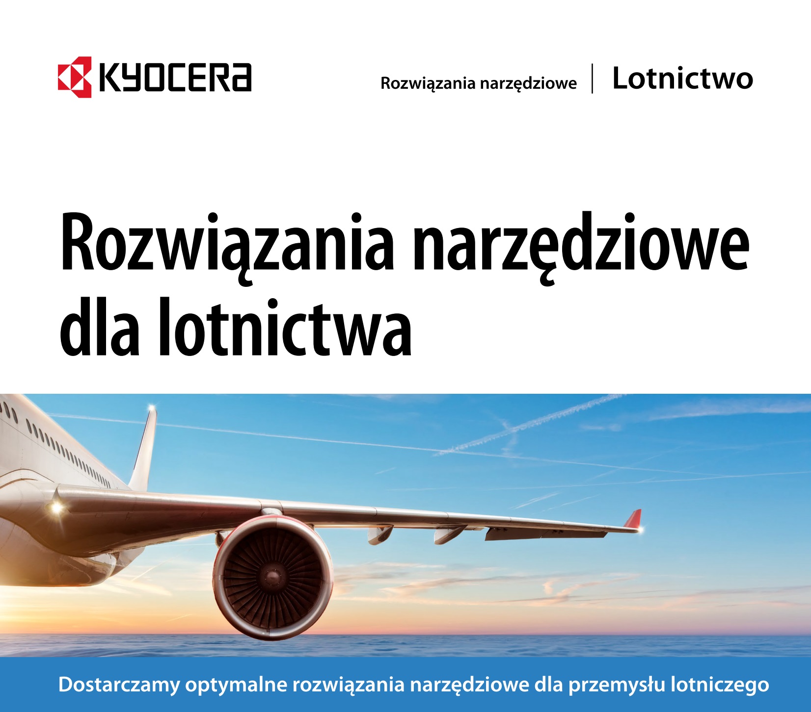 Okładka katalogu kyocera o rozwiązaniach narzędziowych w lotnictwie